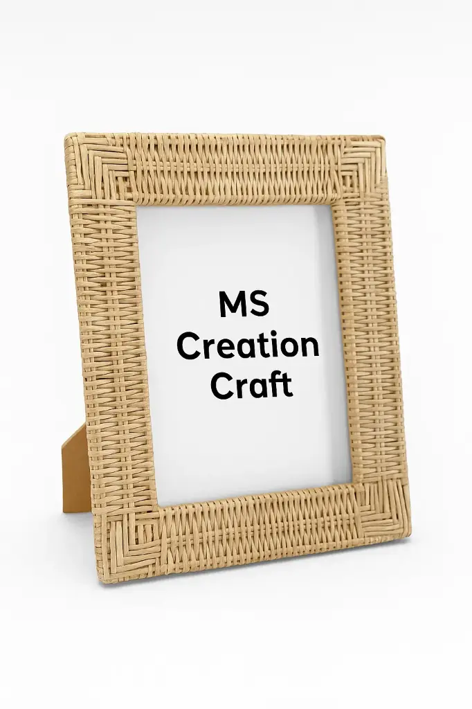 Handmade MDF Cane Photo Frame – 5×7 Inch | Natural Finish Customizable Gift Frame