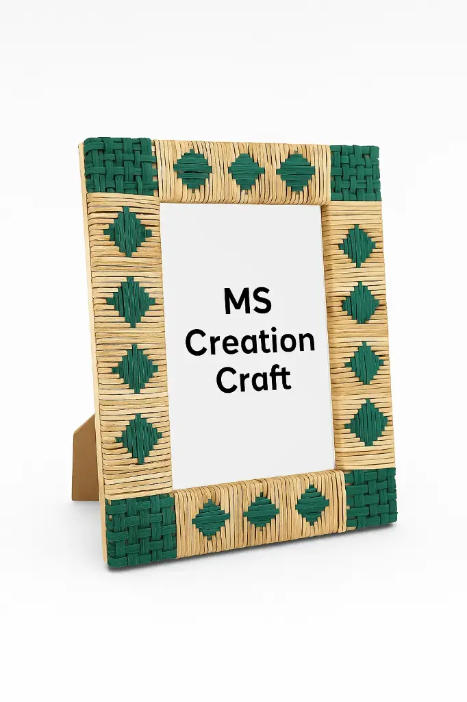 MDF & Cane Wood Photo Frame 5×7 | Handmade Natural Finish Table Frame