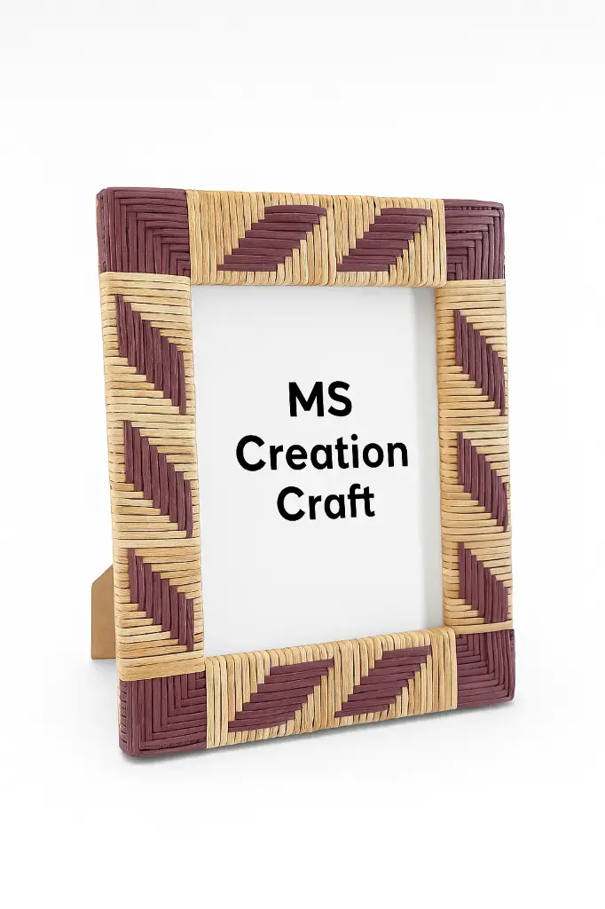 Handcrafted Cane & MDF Picture Frame 5×7 | Natural Wooden Art Photo Frame