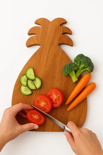 Premium Wooden Chopping Board with Handle | Natural Wood Cutting Board for Kitchen, Vegetable & Fruit Cutting | Handmade Serving & Cheese Board