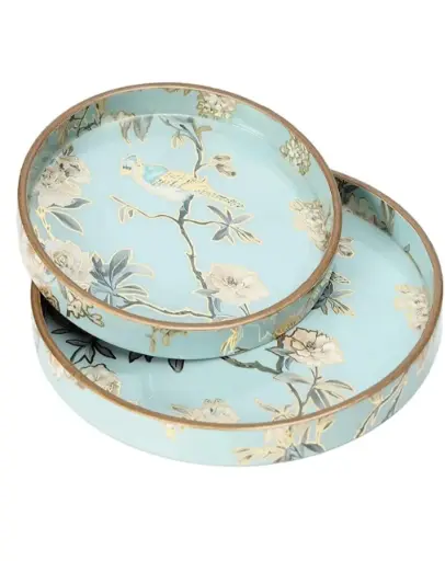 MDF Round Tray – 12 Inch Meena Printed Wooden Tray for Serving & Decor